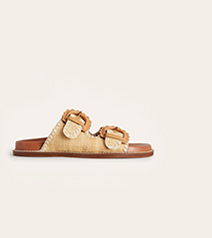 Double Buckle Sliders - Natural Raffia