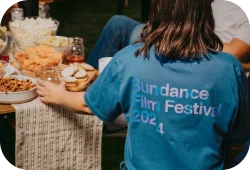 Festival branded blue tee.