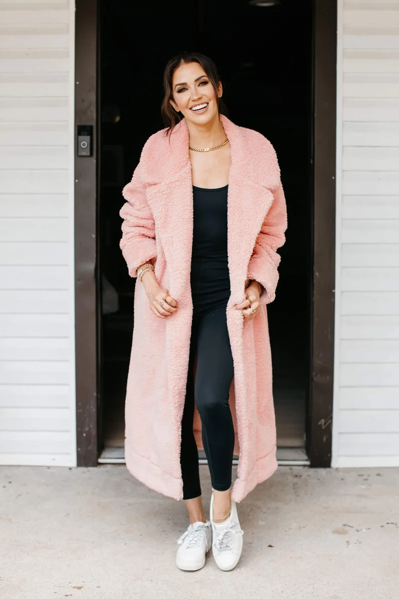 Image of Cozy Chic Teddy Coat in Rosé Pink