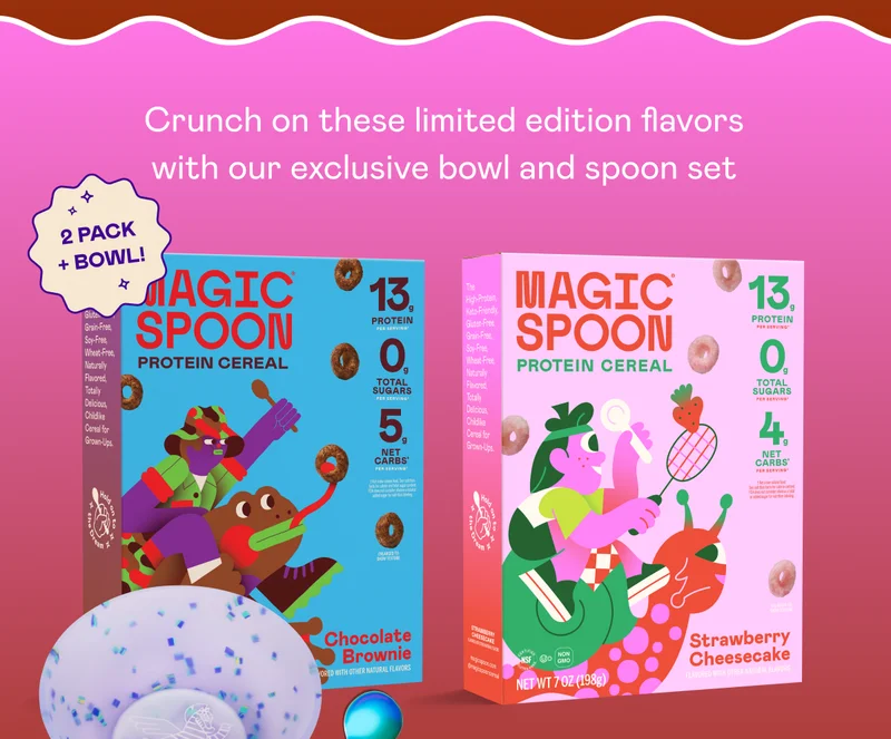 Crunch on these limited edition flavors with our exclusive bowl and spoon set