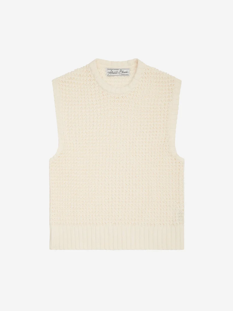 Image of about:blank Moss Stitch Knitted Vest - Ecru