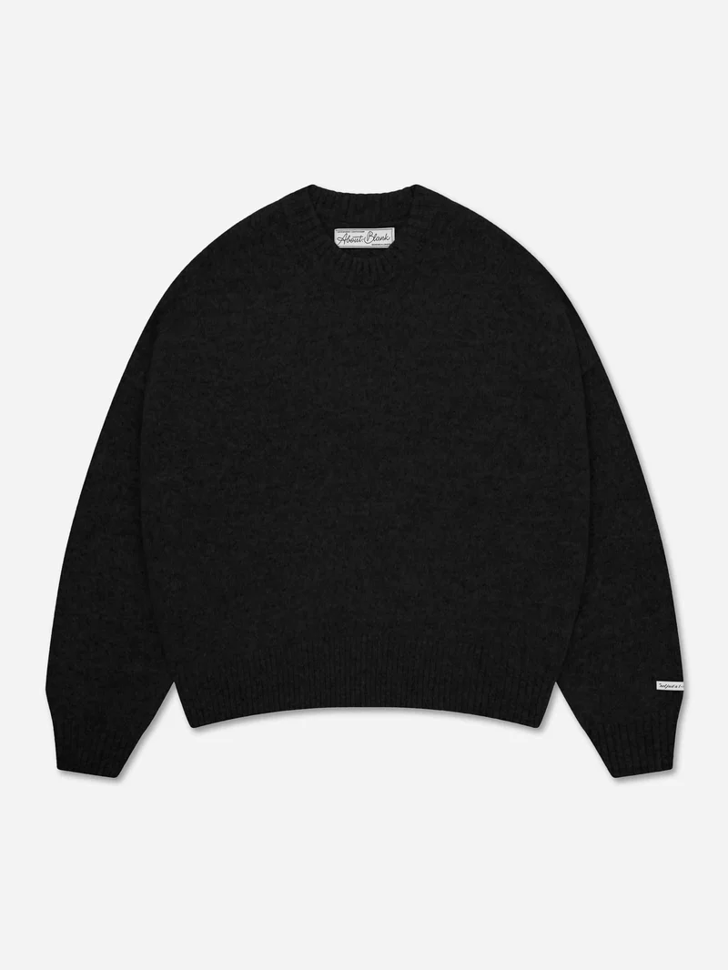 Image of about:blank Mohair Knitted Logo Crewneck - Black/Ecru