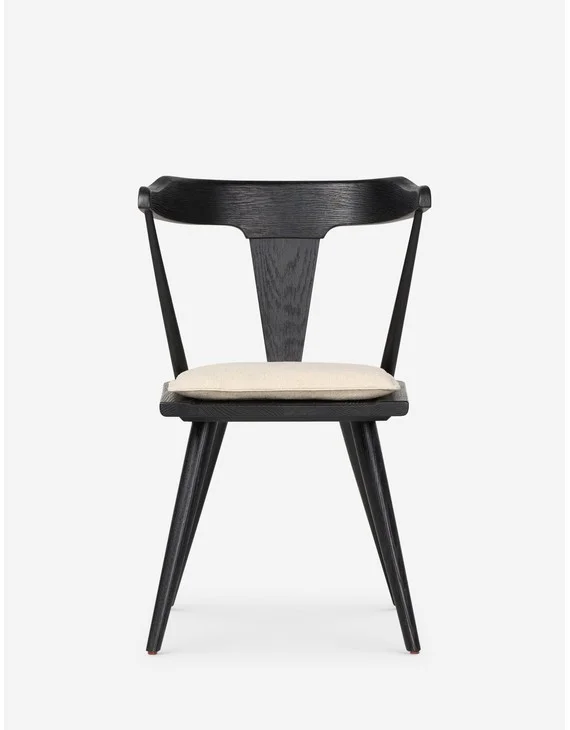Lawnie Dining Chair-Black and Natural Linen Weave
