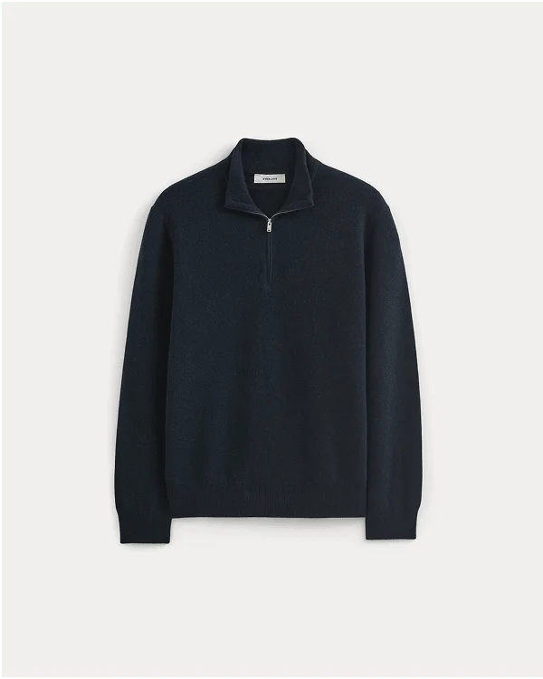 Image | Cashmere Quarter Zip Sweater | Navy