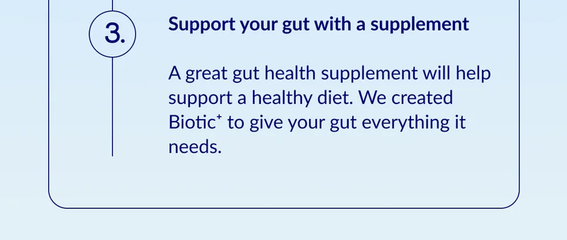 A great gut health supplement will help support a healthy diet. We created Biotic+ to give your gut everything it needs.