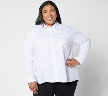 Attitudes by Renee Regular Woven Button Front Shirt w/ Pleated Cuffs