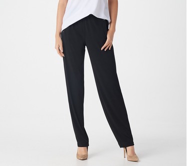 Susan Graver Petite Liquid Knit Pull-On Slim-Leg Pants
