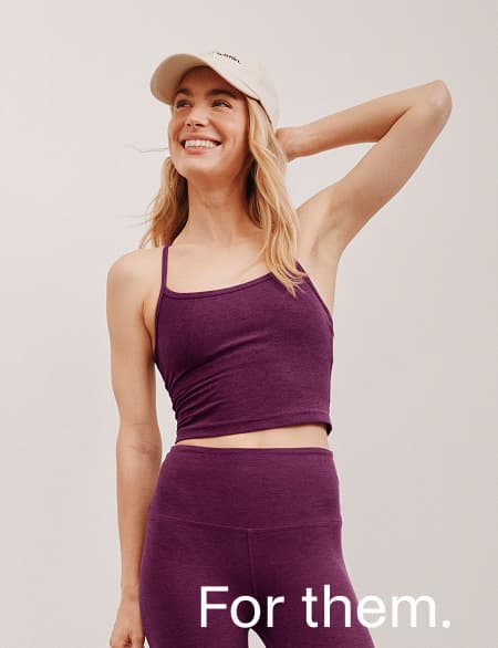 Spacedye Slim Racerback Cropped Tank in Aubergine-Beet