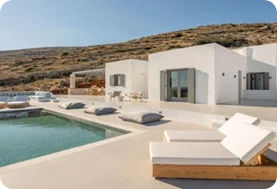Bask in serenity from a private villa with sweeping views in the Greek Islands.