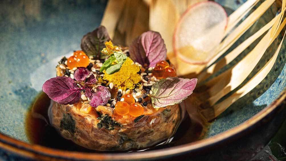Image description: The Medusa tuna tartare nori from Wet Restaurant and Lounge.