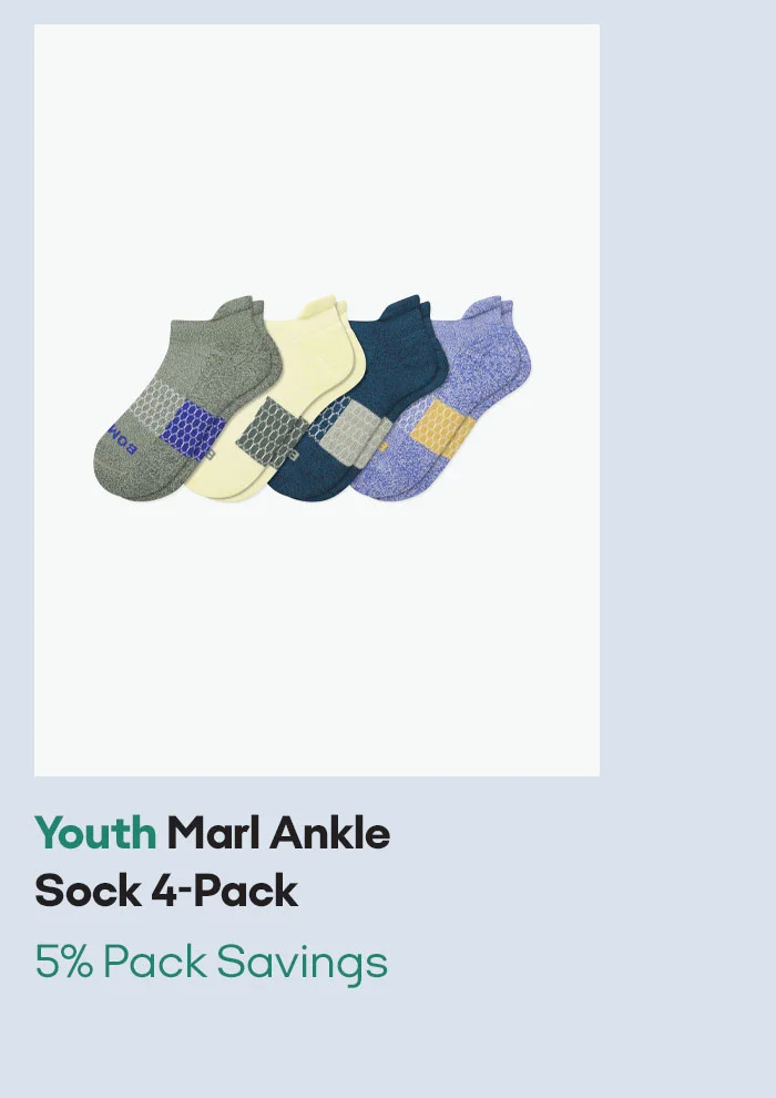Youth Marl Ankle Sock 4-Pack 5% Pack Savings