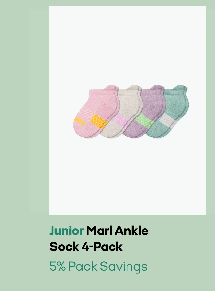 Junior Marl Ankle Sock 4-Pack 5% Pack Savings