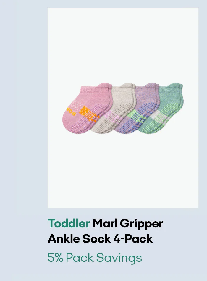 Toddler Marl Gripper Ankle Sock 4-Pack 5% Pack Savings