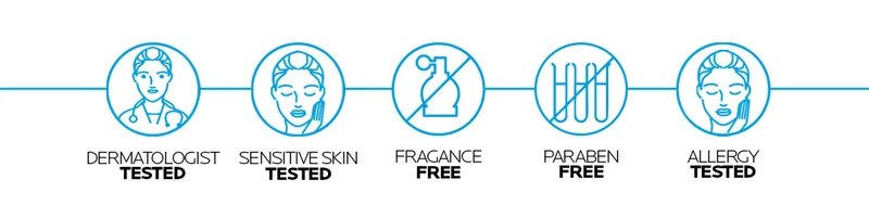 Dermatologist tested, sensitive skin tested.