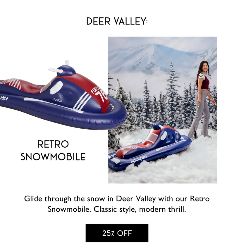 Deer Valley: Retro Snowmobile - Glide through the snow in Deer Valley with our Retro Snowmobile. Classic style, modern thrill. - 25% OFF -
