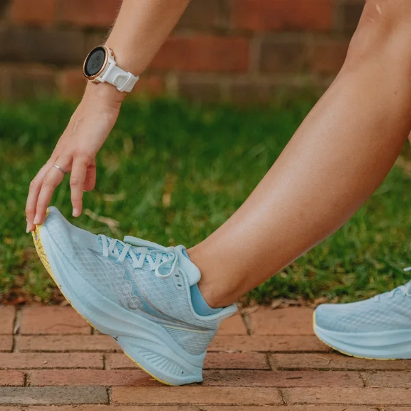 Woman wearing Saucony shoes