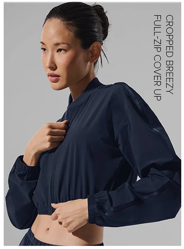 CROPPED BREEZY FULL-ZIP COVER UP