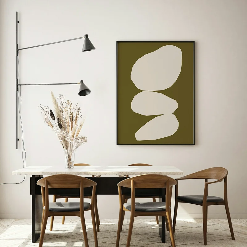 Image of Abstract Forms On Olive Green Art Print