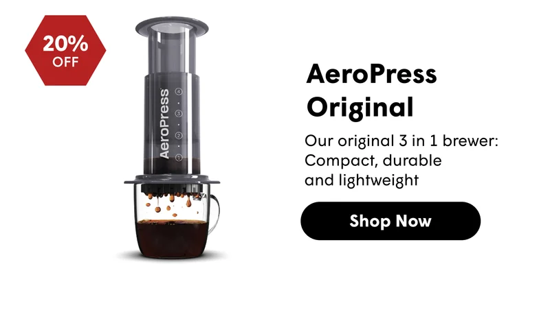 AeroPress Original Compact, durable and lightweight; our original 3-in-1 brewer. [SHOP NOW]
