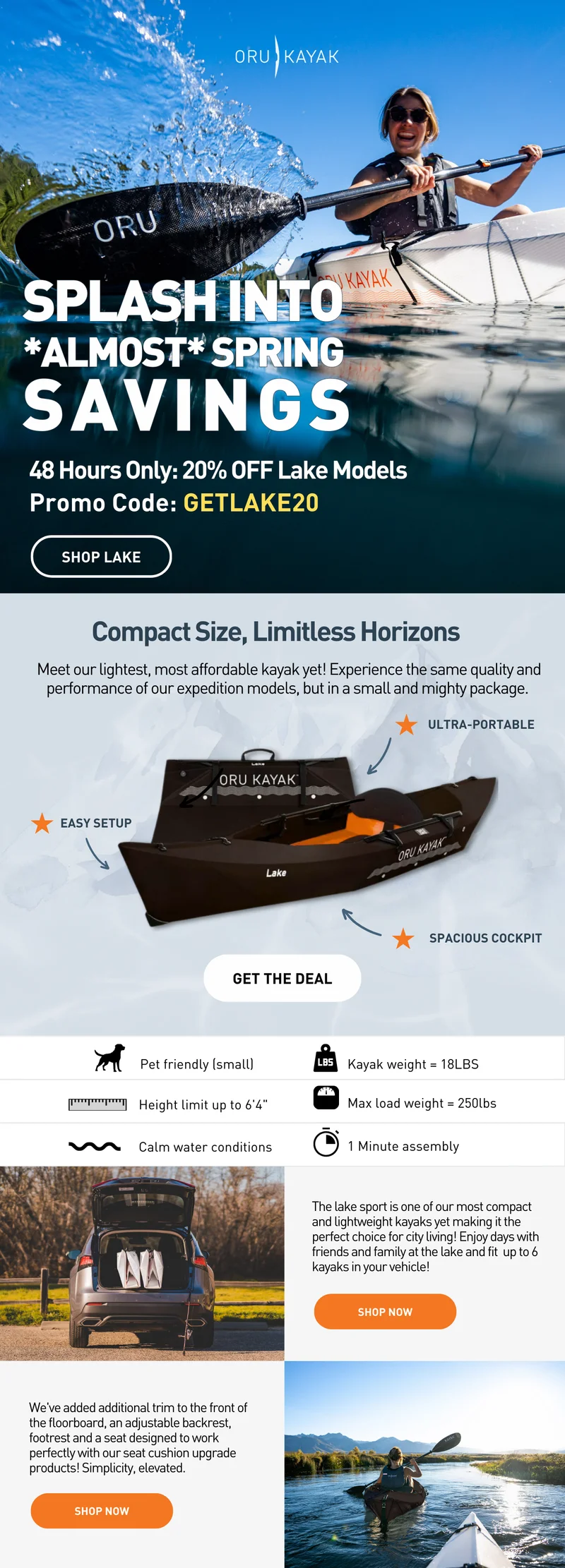 FLASH OFFER: GET 20% OFF LAKE MODELS WITH CODE GETLAKE20