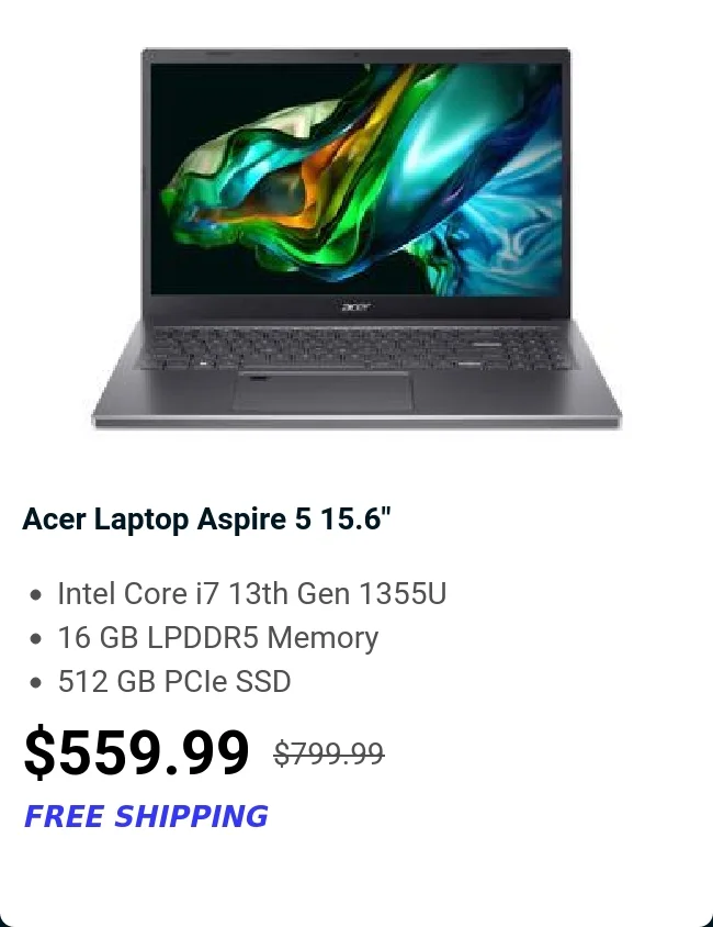Acer Laptop Aspire 5 15.6