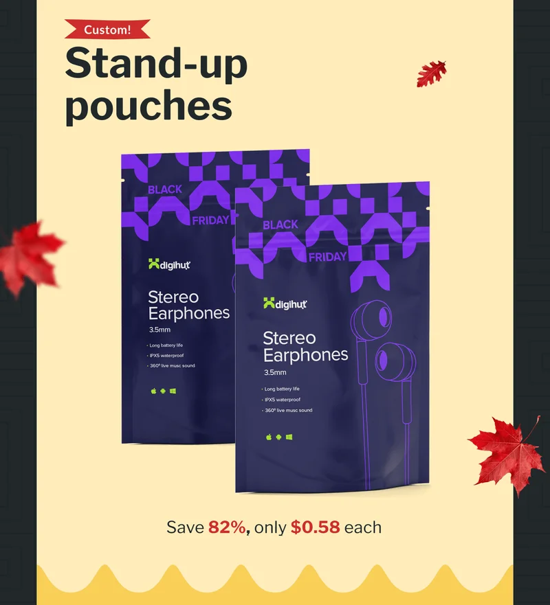 Custom stand-up pouches | Save 82%, only $0.58 each Custom stand-up pouches | Save 82%, only $0.58 each