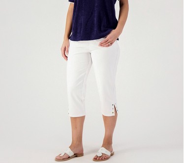 Quacker Factory DreamJeannes Capri Pants with Colored Rhinestones