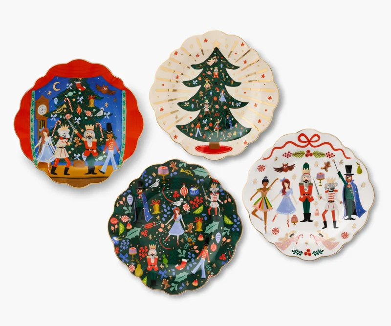 Image of Porcelain Dessert Plate Set - Nutcracker