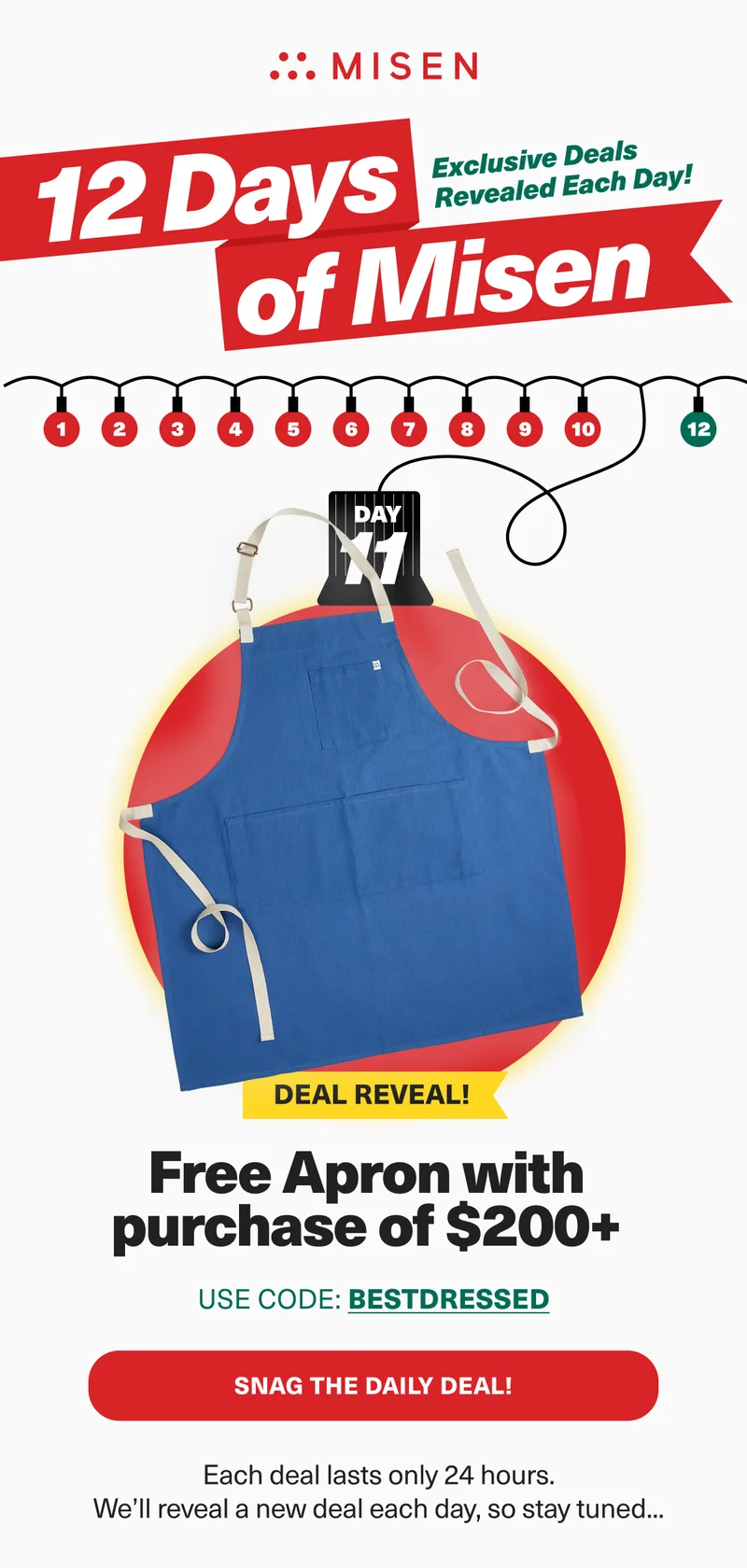12 days of exclusive deals! Day 11. Reveal: Free Apron with purchase of $200+ - USE CODE: BESTDRESSED
