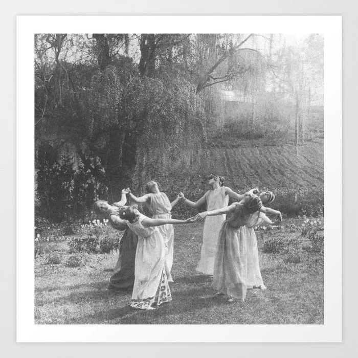 Circle Of Witches Vintage Women Dancing Black And White Art Print Art Print