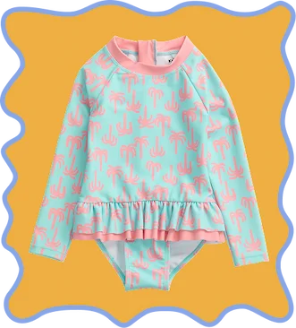 KIDLY by MORI Long Sleeve Swimsuit - Palm Trees
