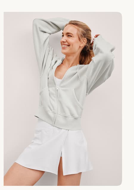 Cali Zip Up Hoodie in Washed Vintage White