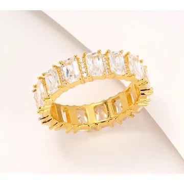 Diamonique Classics Emerald Cut Band Ring, Sterling Silver