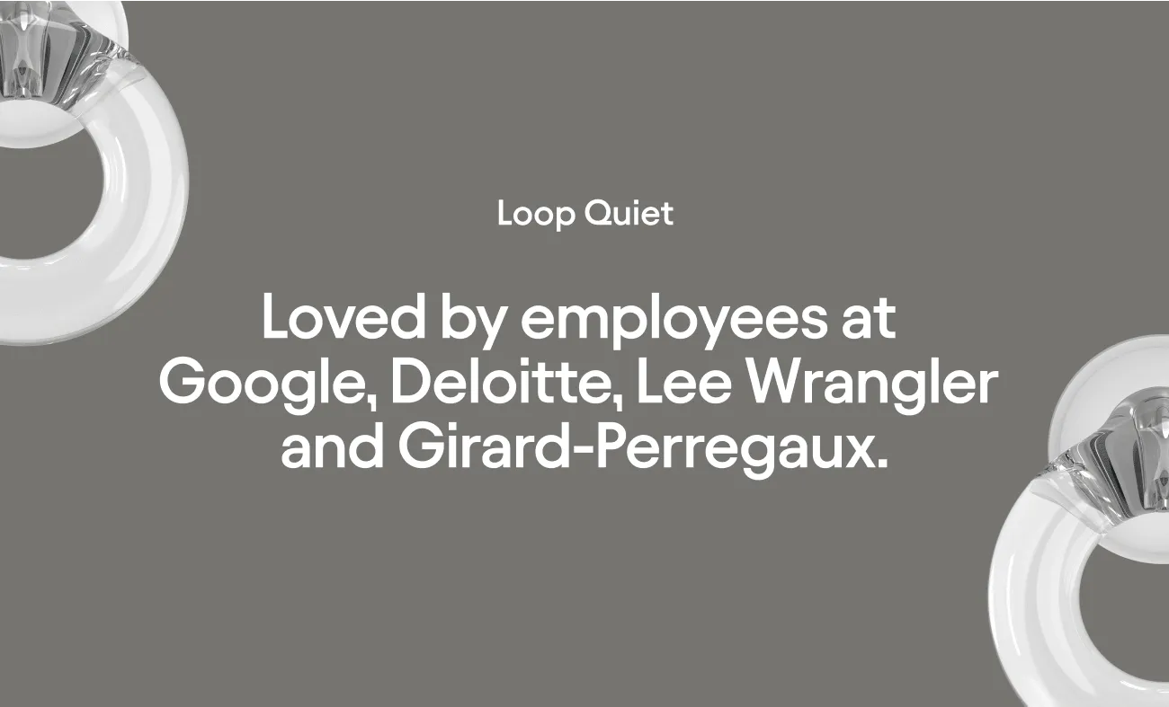 GIF highlighting the global companies that love Loop Quiet, the press accolades of Loop Experience and the Red Dot Design Award given to Loop Engage.