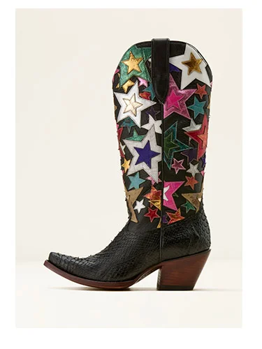 Shop Women's Amora Star with Multicolored embroidered stars and black foot