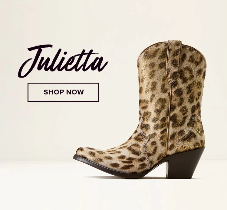 Shop Women's Frontier Farrah Boots in animal print calf and black suede foot
