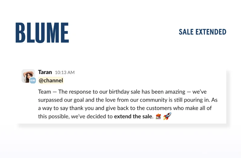 BLUME: SALE EXTENDED
