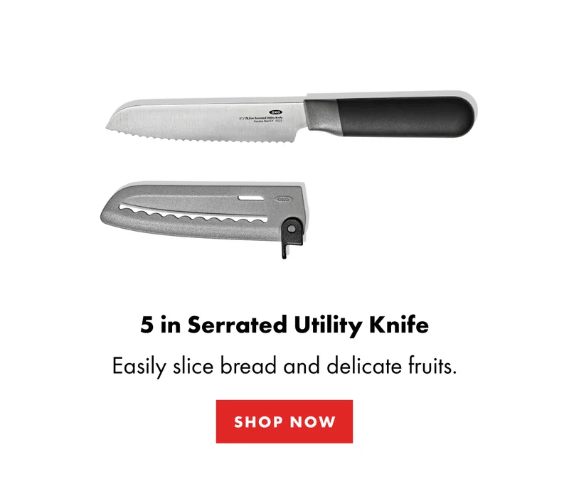 5 in Serrated Utility Knife. Easily slice bread and delicate fruits. | Shop NOw