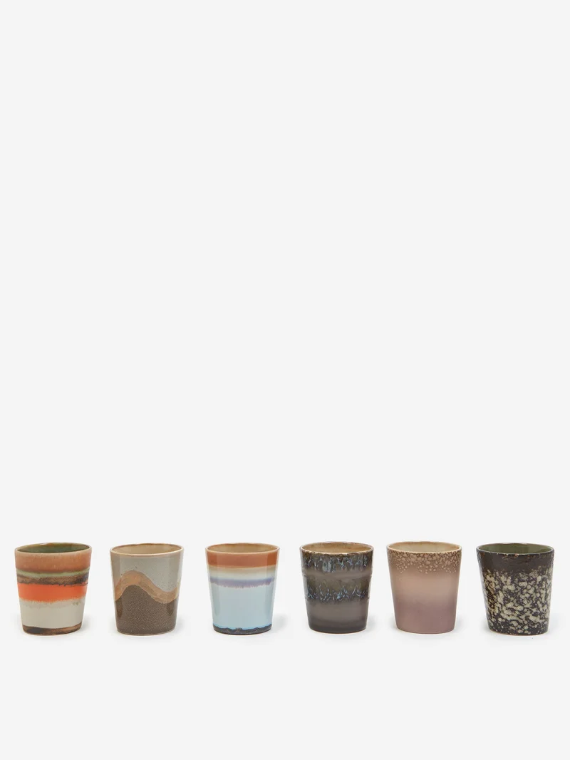 Image of HKLiving 70s Ceramic Coffee Mugs (Set of 6) - Elements