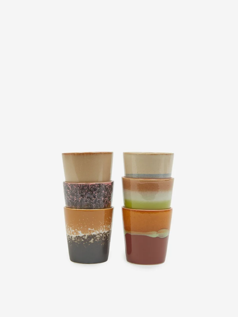 Image of HKLiving 70s Ceramic Coffee Mugs (Set of 6) - Soil