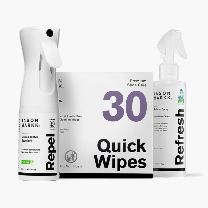 Complete care trio built for everyday wear and adventure. 
Repel forms a breathable shield against the elements, Quick Wipes handle unexpected messes ...