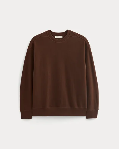 Image | Twill Terry Jacquard Crew Sweatshirt | Dark Mahogany