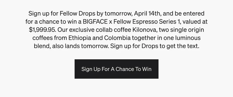 Sign up for Fellow Drops by tomorrow and be entered for a chance to win BIGFACE x Fellow Series 1
