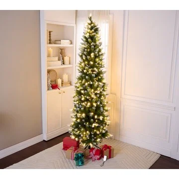 Bethlehem Lights 8.5' Snow-Kissed Slim Tree with 3-in-1 LEDs