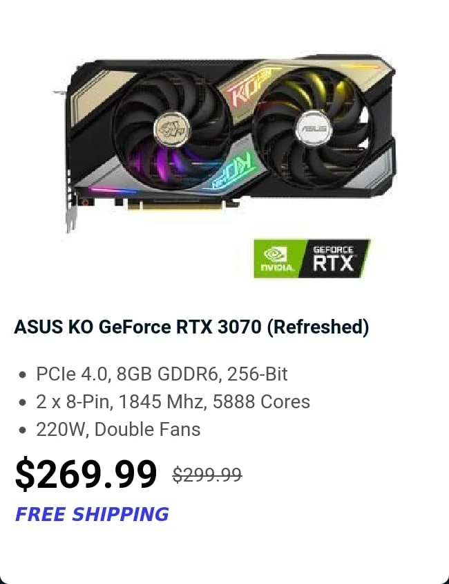 ASUS KO GeForce RTX 3070 (Refreshed)