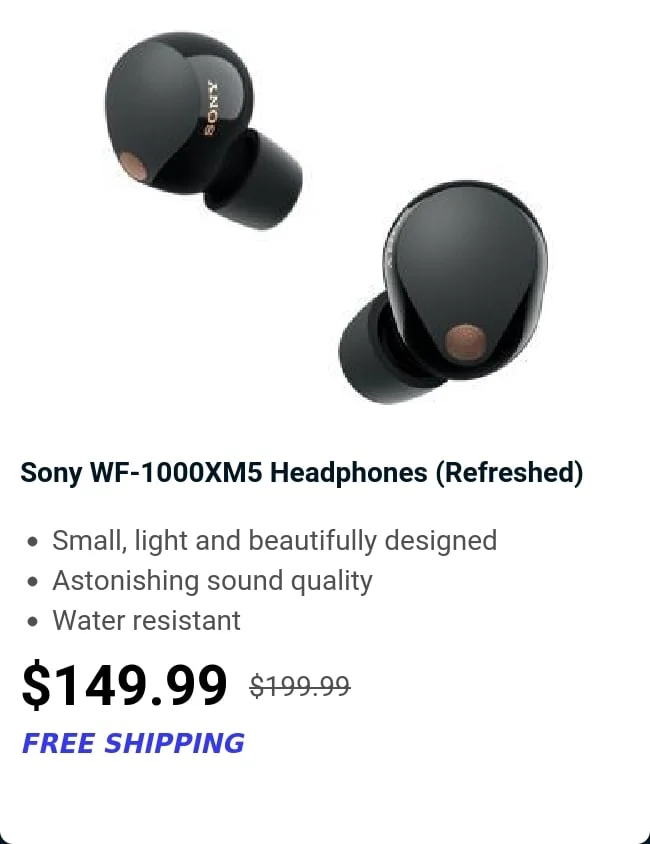 Sony WF-1000XM5 Headphones (Refreshed)