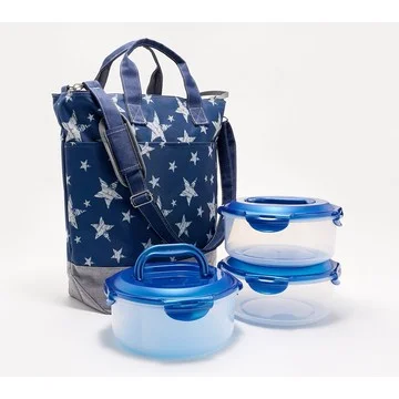 LocknLock Insulated Tote w/ 3-pc Storage Set w/Handles & (1) Divider