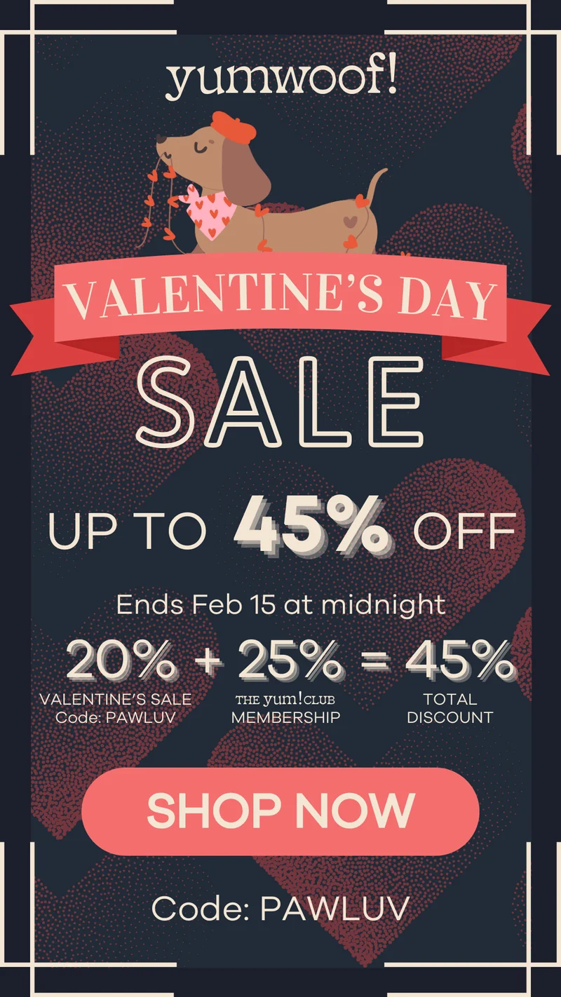 Valentine's Day sale - up to 45% off! Use code PAWLUV