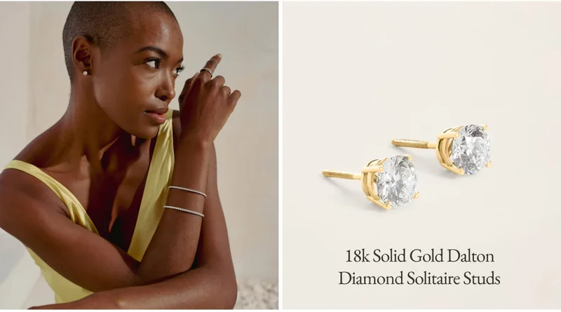 18k Solid Gold Diamond Solitaire Earrings