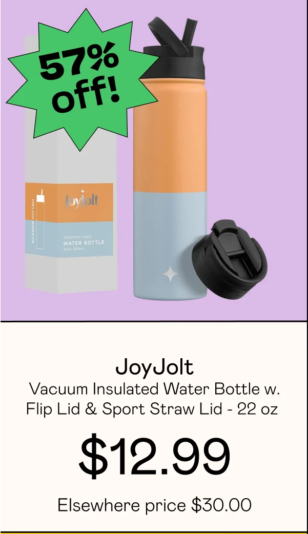 Vacuum Insulated Water Bottle with Flip Lid & Sport Straw Lid - 22 oz - Orange/Blue